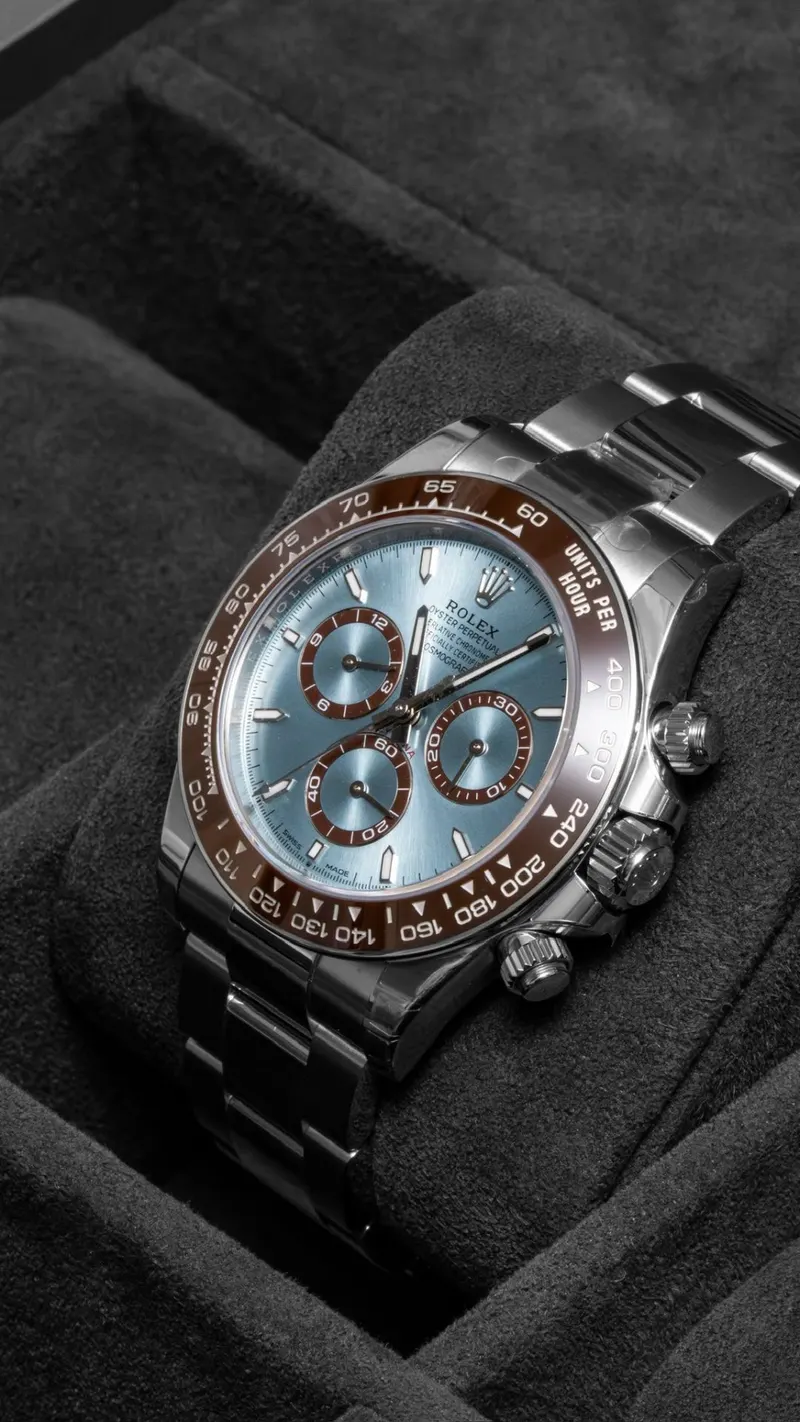 Rolex Cosmograph Daytona Ice Blue, Platinum, Ice-blue dial, Brown ceramic bezel