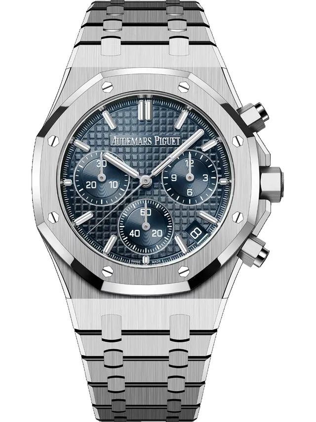 Manufacturer image of Audemars Piguet Royal Oak Selfwinding Chronograph reference 26240ST.OO.1320ST.05, Steel, Bleu Nuit, Nuage 50 Grande Tapisserie dial, Steel, front view