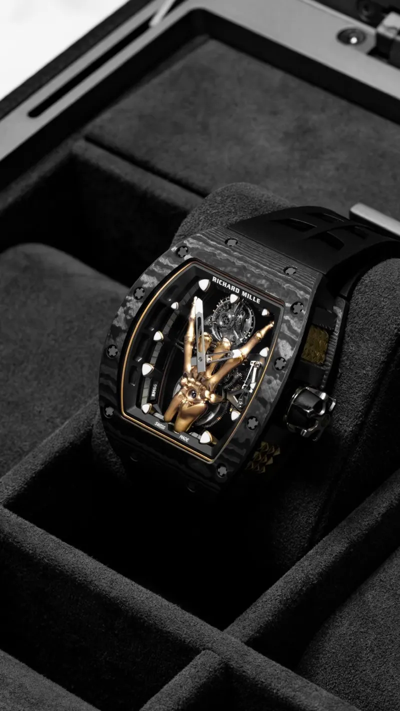 Richard Mille RM 66 Flying Tourbillon, Carbon TPT, Sculptural gold hand, Manual tourbillon