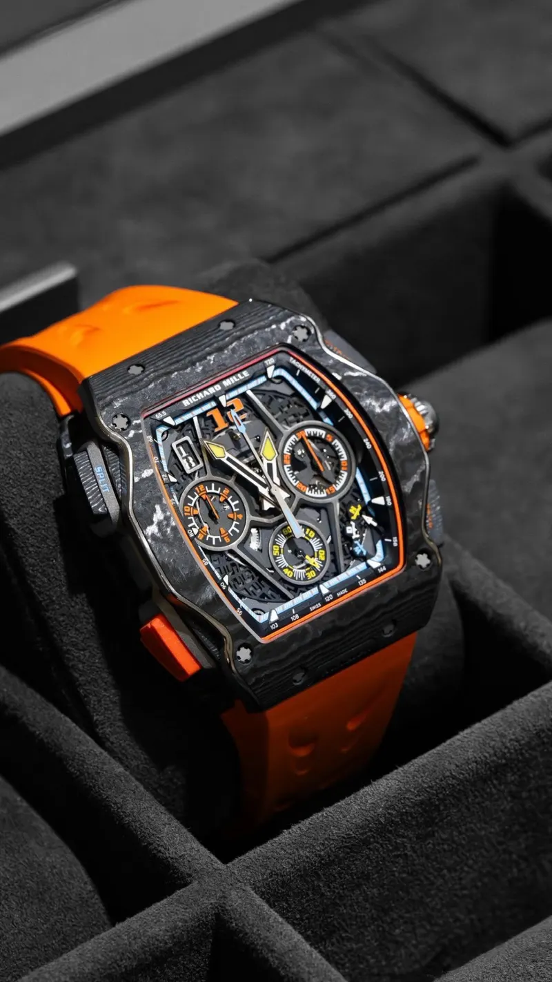 Richard Mille RM 72-01 Automatic Flyback, Carbon TPT, Orange strap, In-house flyback chronograph