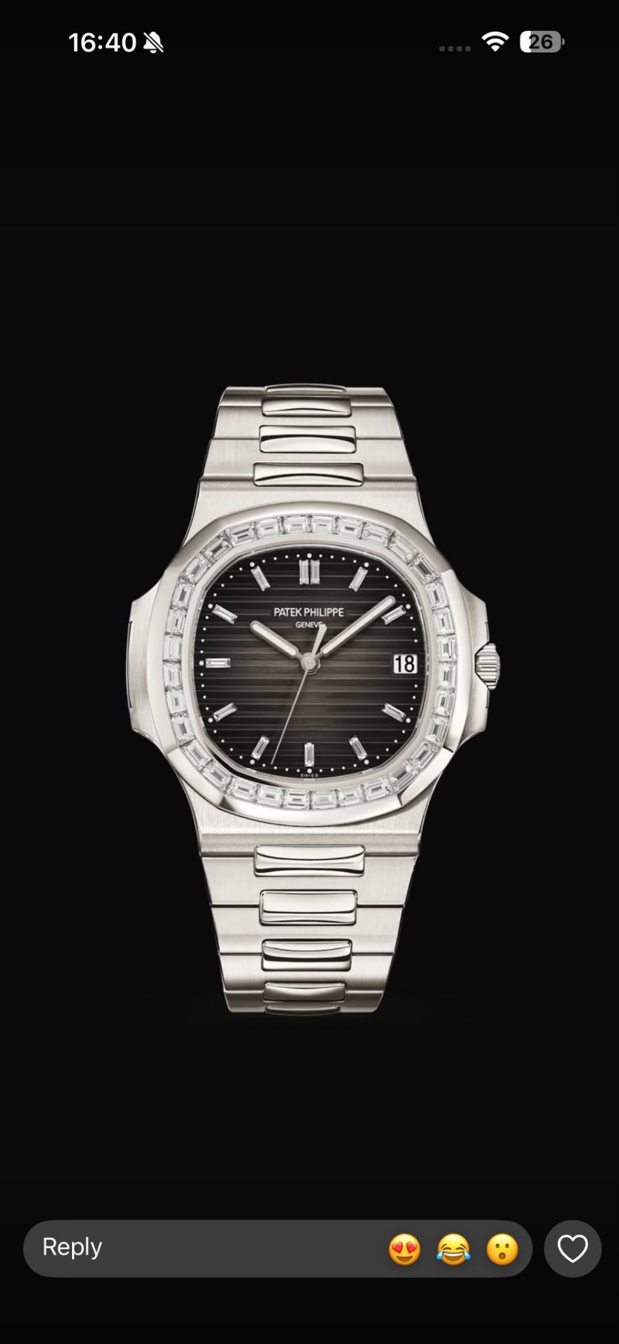 Nautilus 5711 White Gold Blue Sapphire — White gold · Grey gradient dial · Blue sapphire baguette bezel — Patek Philippe