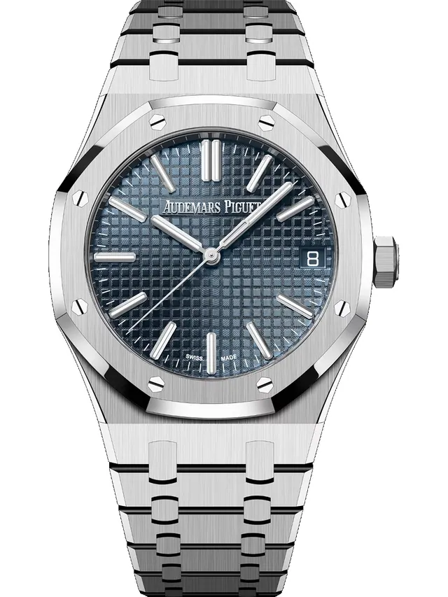Manufacturer image of Audemars Piguet Royal Oak Selfwinding reference 15510ST.OO.1320ST.06, Steel, Bleu Nuit, Nuage 50 Grande Tapisserie dial, Steel, front view