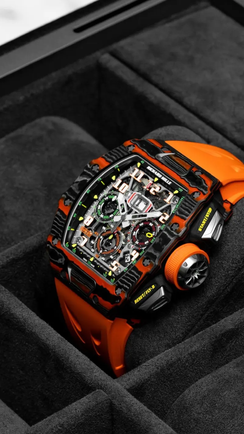 Richard Mille RM 11-03 McLaren, Carbon TPT, Orange strap, Flyback chronograph
