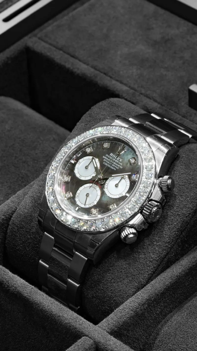 Rolex Cosmograph Daytona MOP Diamond, White gold, Tahitian mother-of-pearl, Diamond bezel