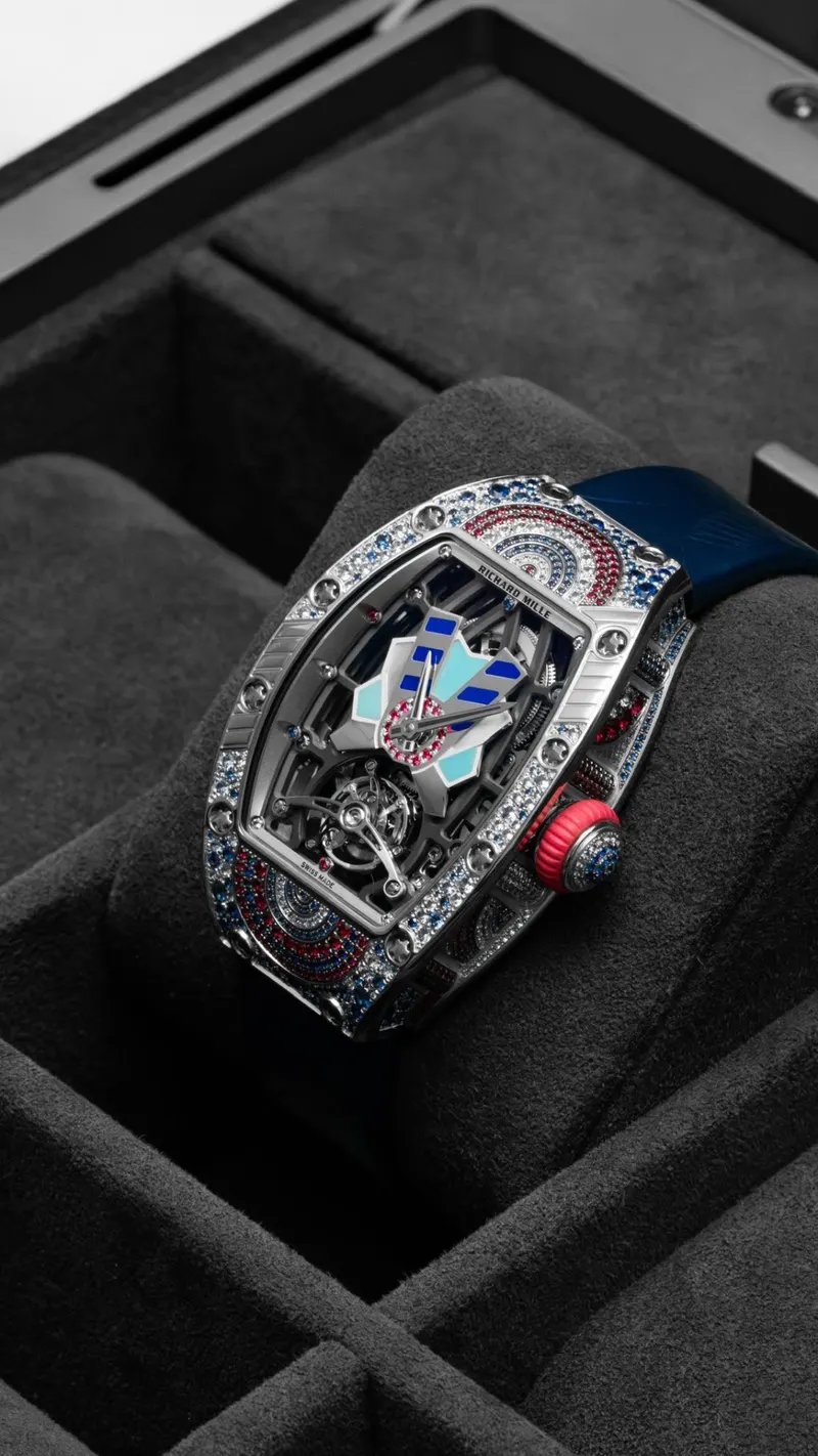 Richard Mille RM 71-02 High Jewellery Tourbillon, White gold, Sapphires, rubies and diamonds, Automatic tourbillon