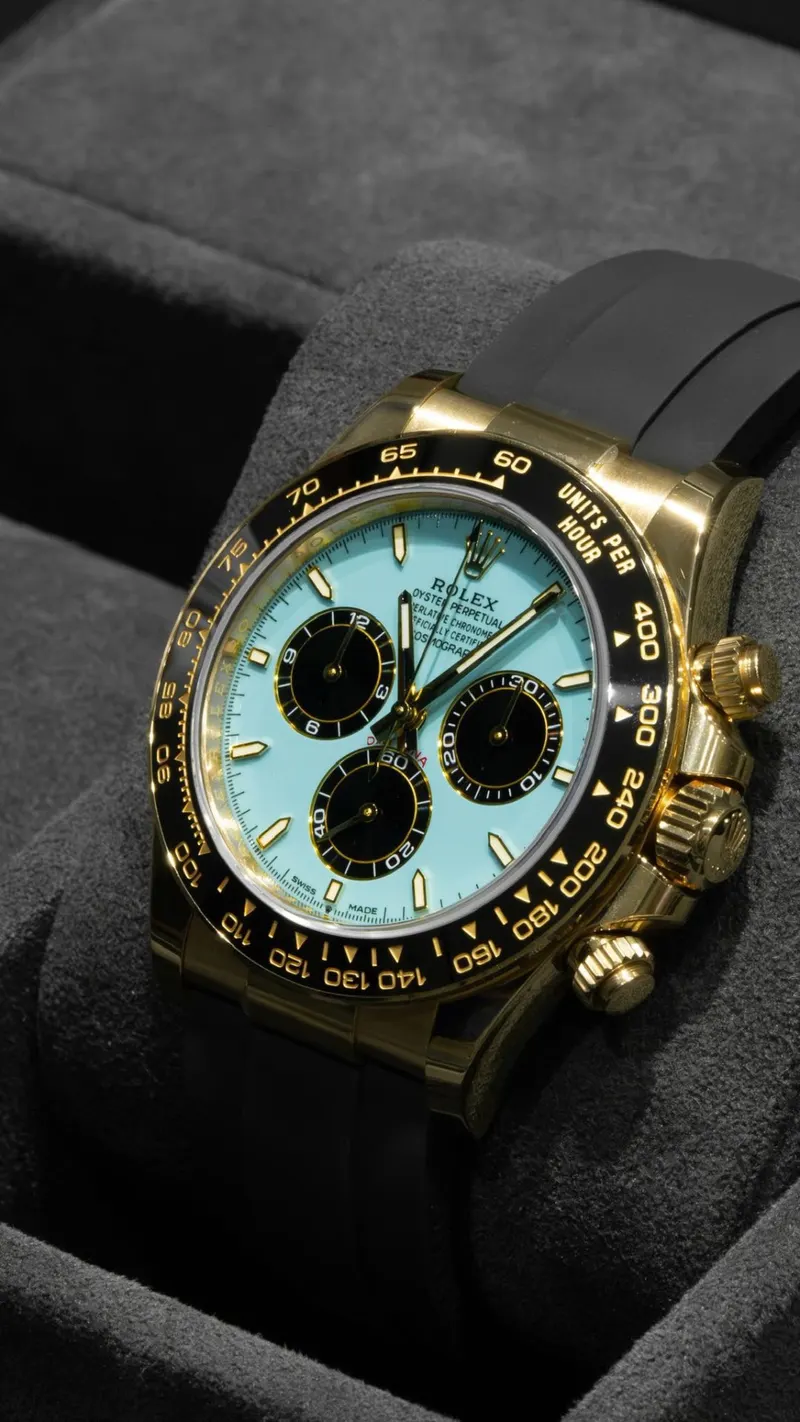 Rolex Cosmograph Daytona Yellow Gold Turquoise, Yellow gold, Turquoise dial, Oysterflex